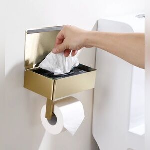 Day Moon Designs Gold Toilet Paper Holder with Storage - Small